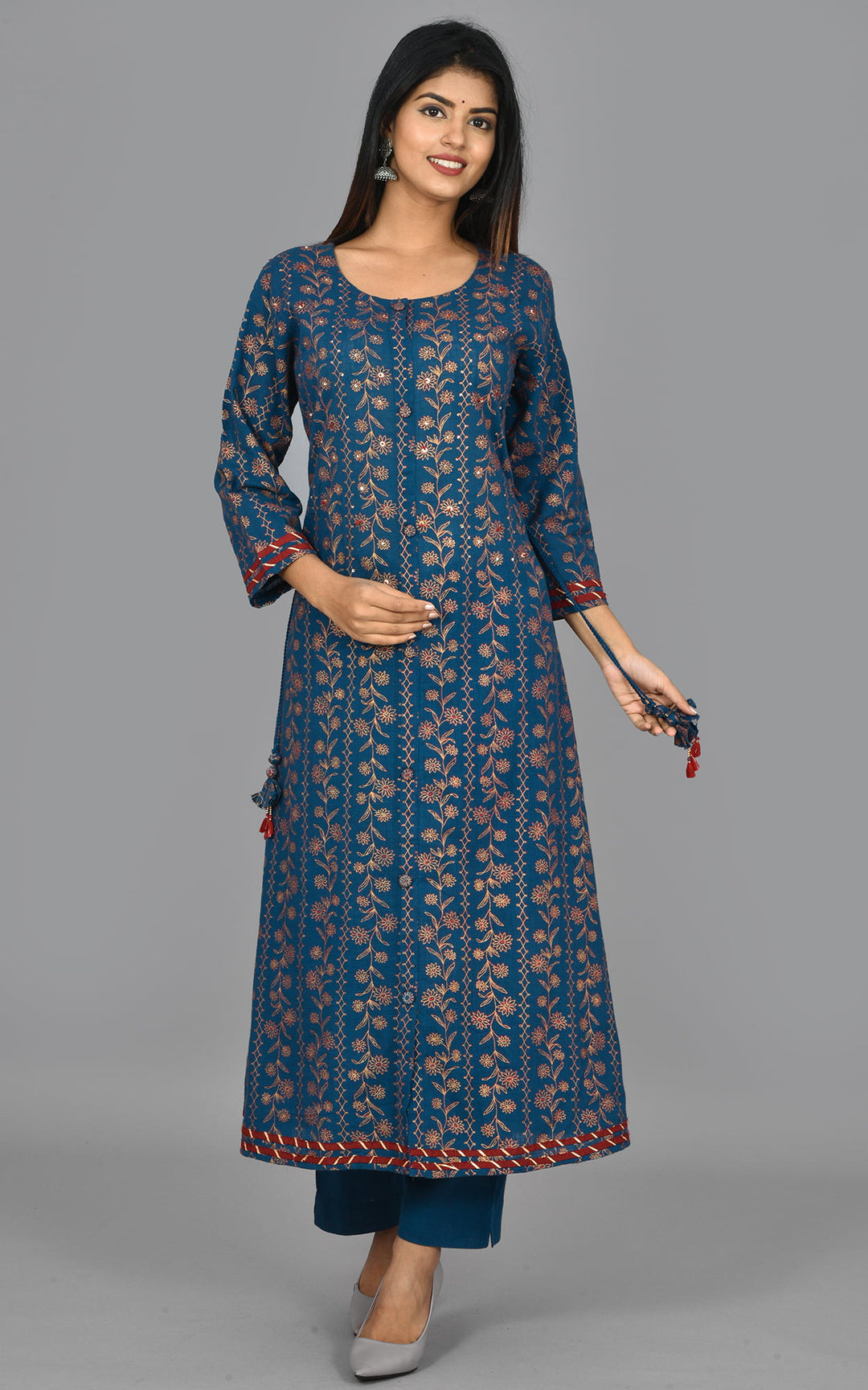 Buy Blue Gold Kurta and Pant | Best Traditional Long Dress for Women |…