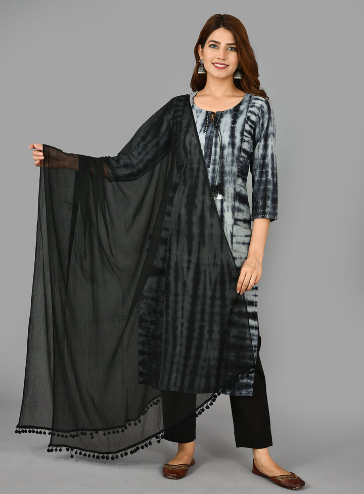 Buy Black Tie Dye Cotton Suits for Ladies Online in India by Kaajh