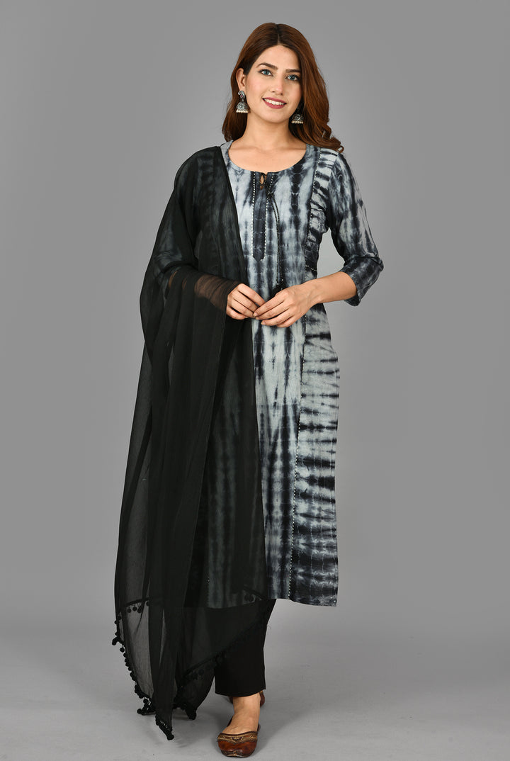 Buy Black Tie Dye Cotton Suits for Ladies Online in India by Kaajh