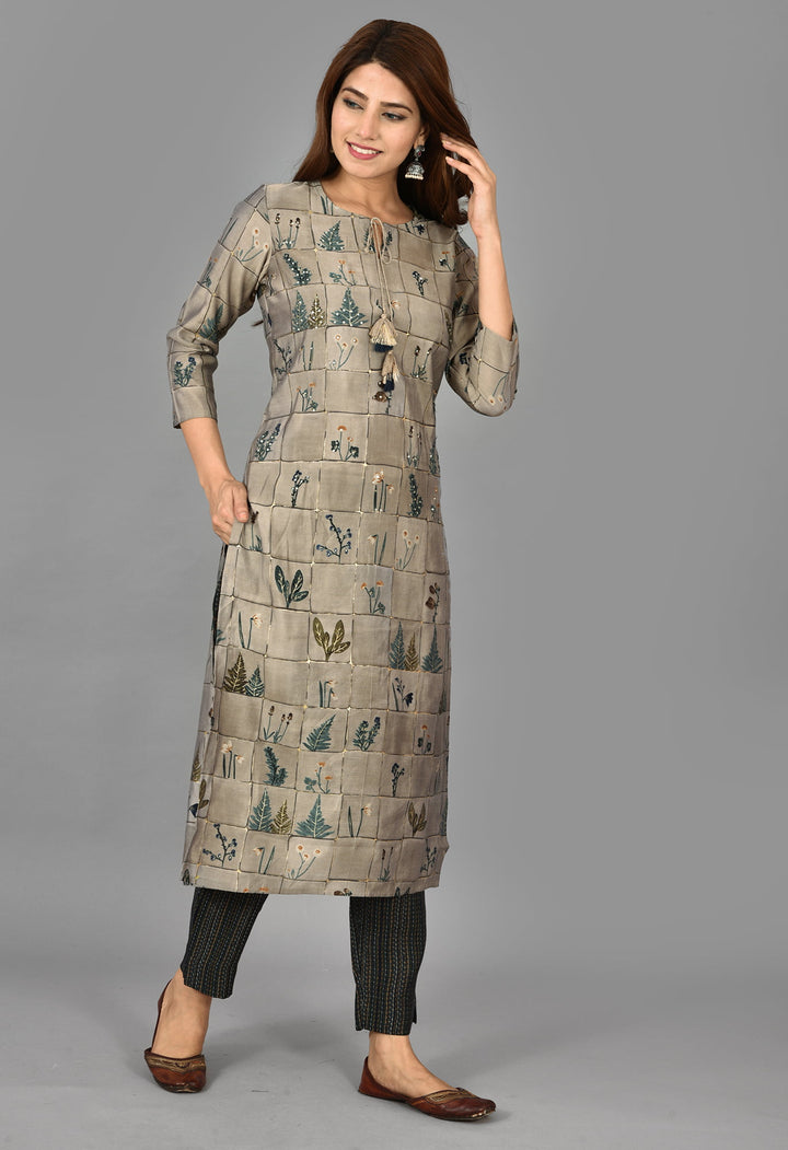 Grey Kurta Set for Women: Buy an Indian Ethnic Kurti and Pant Set | Kaajh