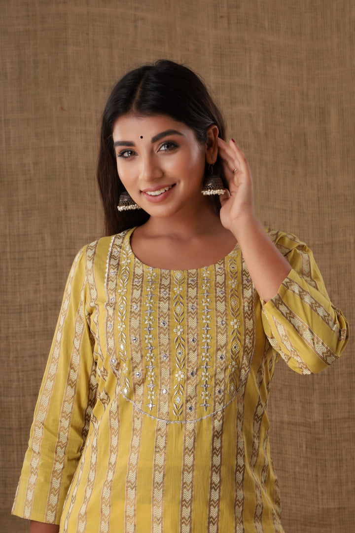 Buy Yellow Kurti and Pant | Best Traditional Dress for Women in India | Kaajh