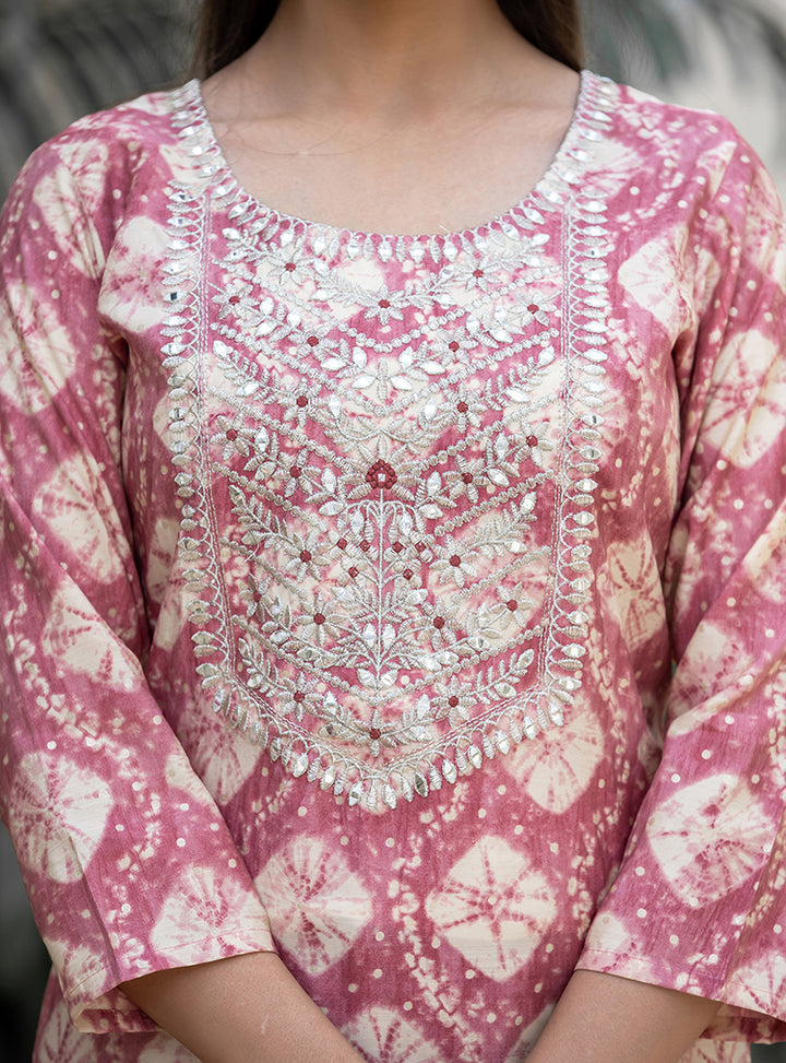 Buy a Modal Pink Silk Suit Set Online | Best Silk Kurta Set for Women