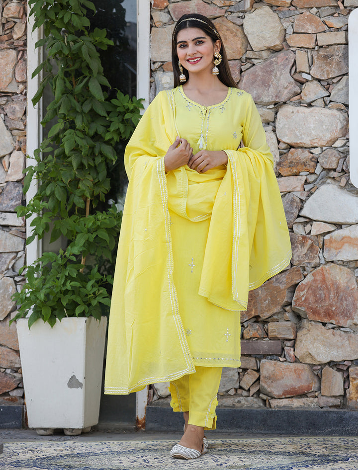 Buy a Yellow Cotton Suit Set for Ladies | Best Party Wear Salwar Suit for Women