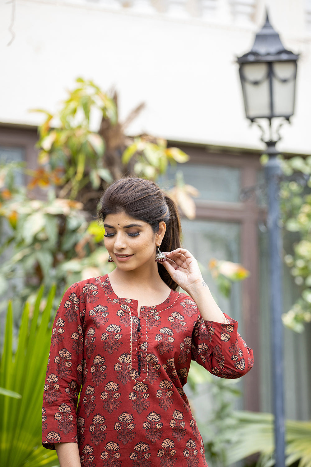 Ethnic Wear for Women - Buy a Red Floral  Kurti and Pant online in India