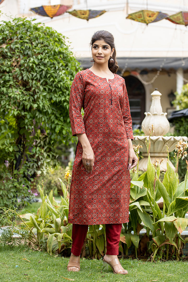 Buy a Red Cotton Suit Set for Ladies | Best Party Wear Salwar Suit for Women 