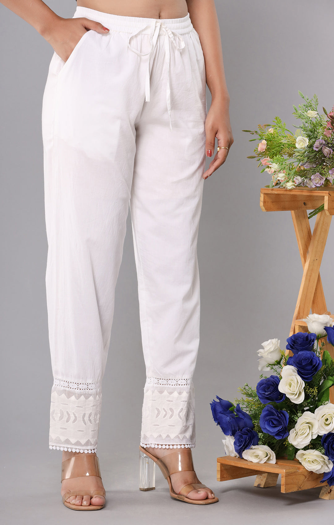 Ice Off White Laced Cut Work Pant (Pack Of 1)