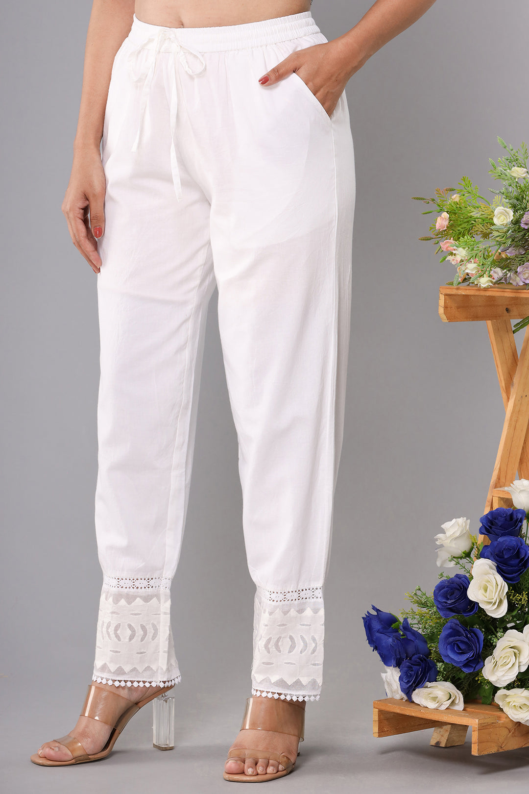 Ice Off White Laced Cut Work Pant (Pack Of 1)