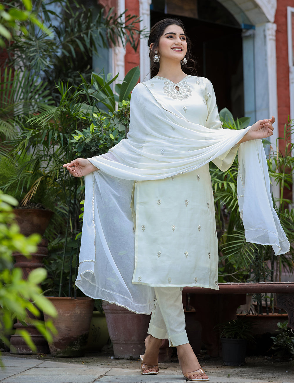 Buy Off White Silk Suit Set for Women