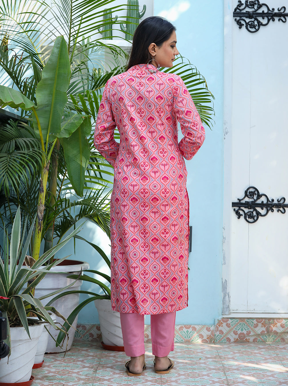 Ethnic Cotton Dress - Buy a Pink Women's Kurti and Pants Online
