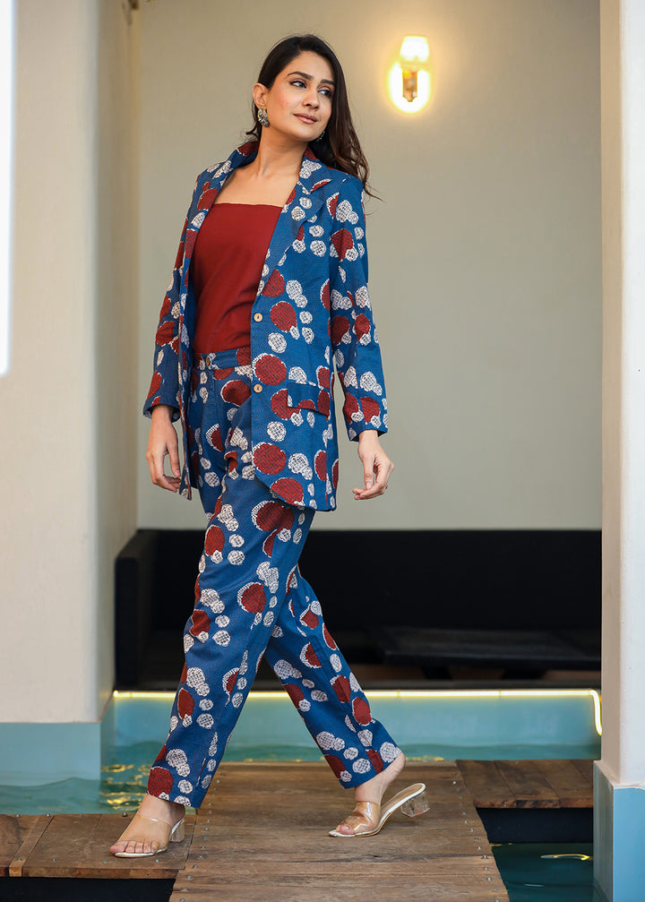 Buy Blue Floral Printed Co-ord Set | Best Ethnic Dresses for Women Online