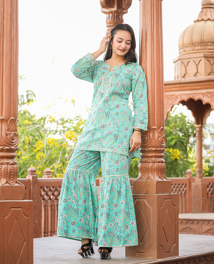 Kaajh Green sharara suit set for women 