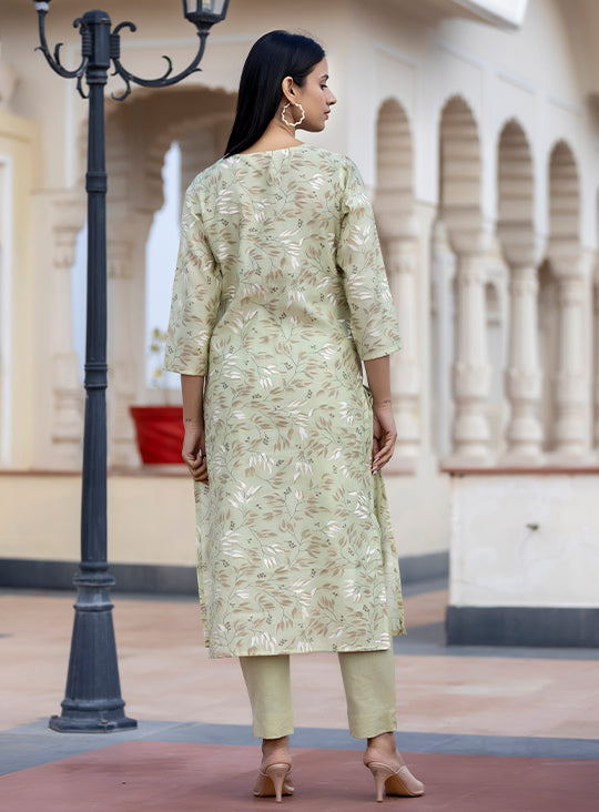 Buy floral green silk Dress  for women